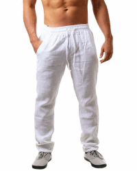 NEMXCE Leinenhose Herren Lang Leichte Sommerhose Herren Loose Fit Freizeithose mit Taschen Kordelzug für Urlaub Strand Yoga Alltag Angebot bei HelloDeals