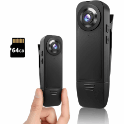 1080P Mini-Körperkamera mit 64 GB Speicherkarte,Tragbare Bodycam,Bodycam HD 1080P Kleine Kamera,Audio Video Aufzeichnung Min Kamera,Mini Überwachungskamera mit Nachtsicht für Sicherheit, Wache 1080p-b Angebot bei HelloDeals