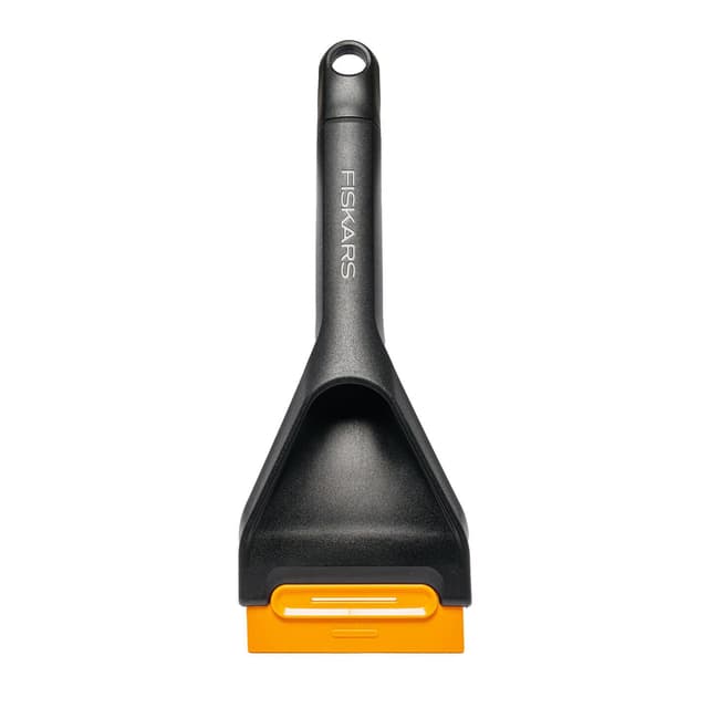 Fiskars Solid Auto-Eiskratzer mit Harter und weicher Kante, 26 cm, Mit austauschbarem Schaber, 1078497, Schwarz, Orange