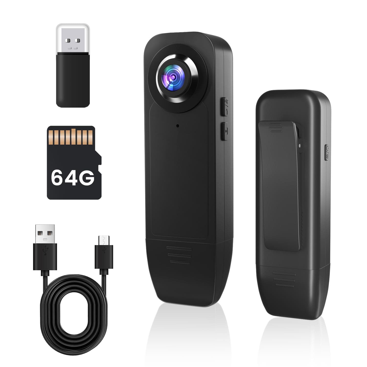 Bextgoo Bodycam Körperkamera Mini, 1080P Mini Kamera ohne WLAN Tragbar mit 64 GB TF Karte, Kleine Körperkamera 1000 mAh Lange Akkulaufzeit Nachtsicht Bewegungserkennung