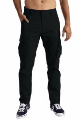 Herren Cargo Hose 6 Taschen 100% Baumwolle Freizeithose Loose Fit Arbeitshose 32W / 30L Schwarz Angebot bei HelloDeals