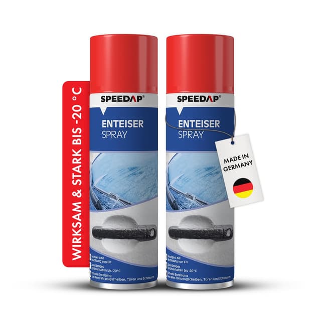 SPEEDAP Enteiserspray 500ml - 2er Pack| Sehr Gute Enteisung Aller Fahrzeugscheiben und Schlösser | Schützt erheblich vor Wiedervereisung | zuverlässiges Sprühverhalten | Wirksamkeit bis -20°C 2 x 500 ml