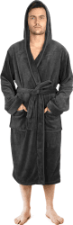 NY Threads Morgenmantel Herren mit Kapuze Fleece Plüsch Weich Bademantel Nachtwäsche Hausmantel Angebot bei HelloDeals