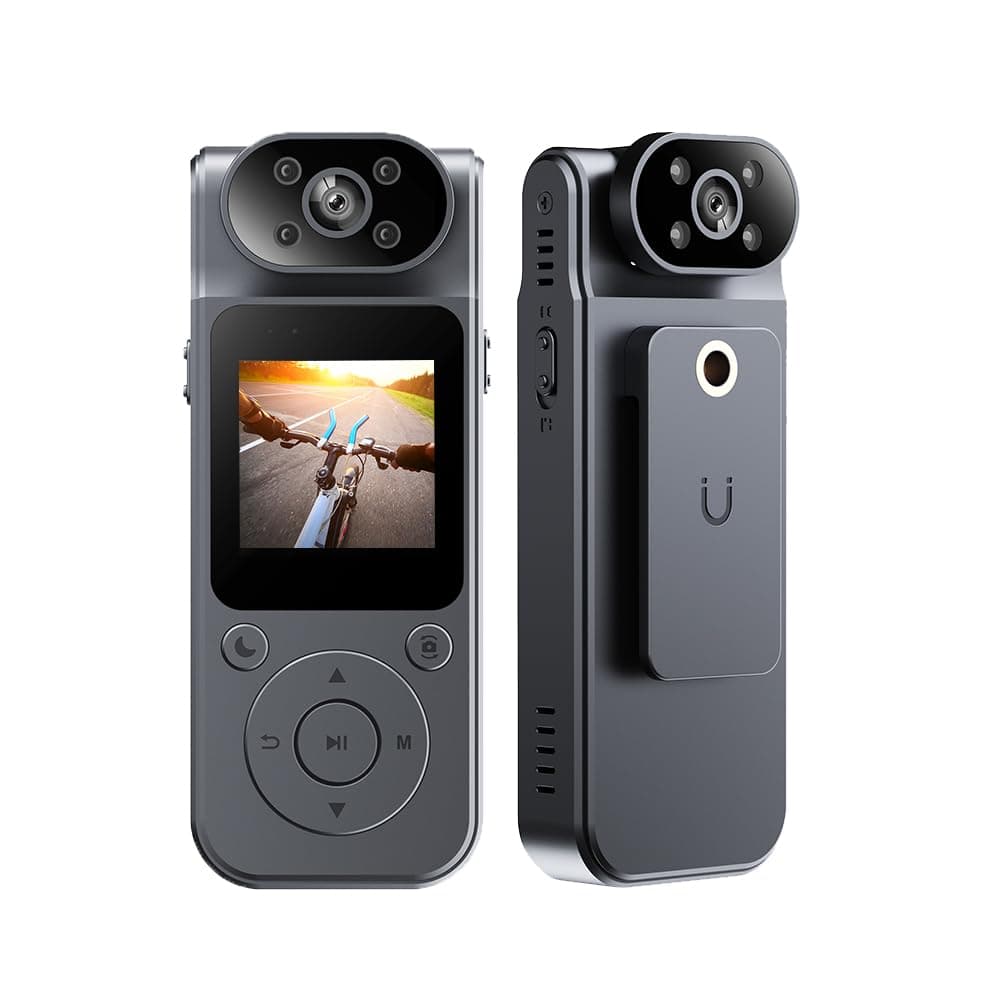 Mini Körperkamera mit Audio und Video 1080P HD,Back Clip Kamera mit 180° Drehbarem Objektiv,Fahrradkamera,Nachtsicht,Tragbare Körperkamera für Radfahren, Skifahren, Reise-Vlog, Patrol-Videoaufnahme