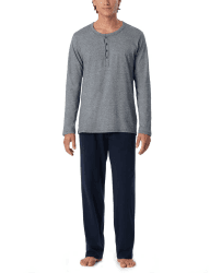 Schiesser Herren Schlafanzug lang mit Knopfleiste - Nightwear Set Angebot bei HelloDeals