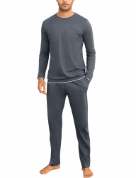 Aseniza Herren Schlafanzug Lang Pyjama Baumwolle Winter Zweiteilige Pyjamas mit Langarmshirt und Schlafanzughose für Männer Angebot bei HelloDeals