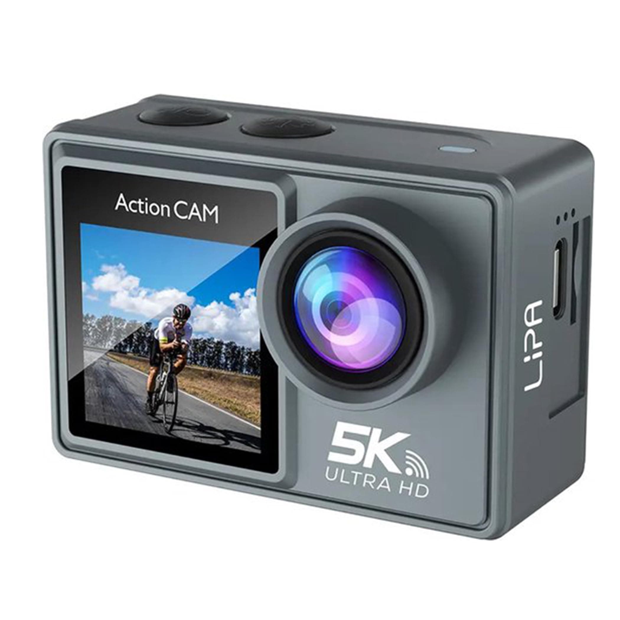 Lipa AT-M40R 5K Action Kamera IPS Wifi - Action Kamera wasserdicht - IMX Sensor - 21 Zubehör- 5K Auflösung - Dual Screen - Mic Anschluss USB - SD bis zu 256 GB - Fernbedienung -4K 60 FPS - EIS Angebot bei HelloDeals