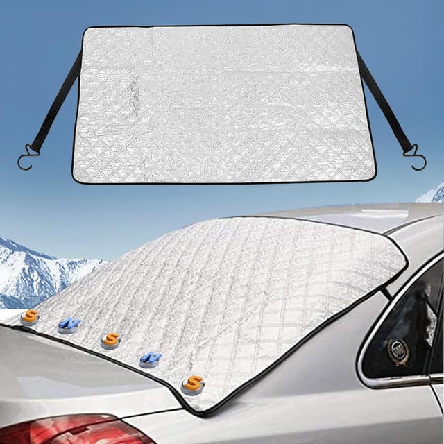 Frontscheibenabdeckung Winter, Windschutzscheibenabdeckung, Hochleistungs-Ultra-Dick Schutzabdeckung Schnee EIS Frost Staub Wasserbeständig UV,Flexible Größe für SUV LKW Auto Groß Oder Klein Autoabdeckung-Heck