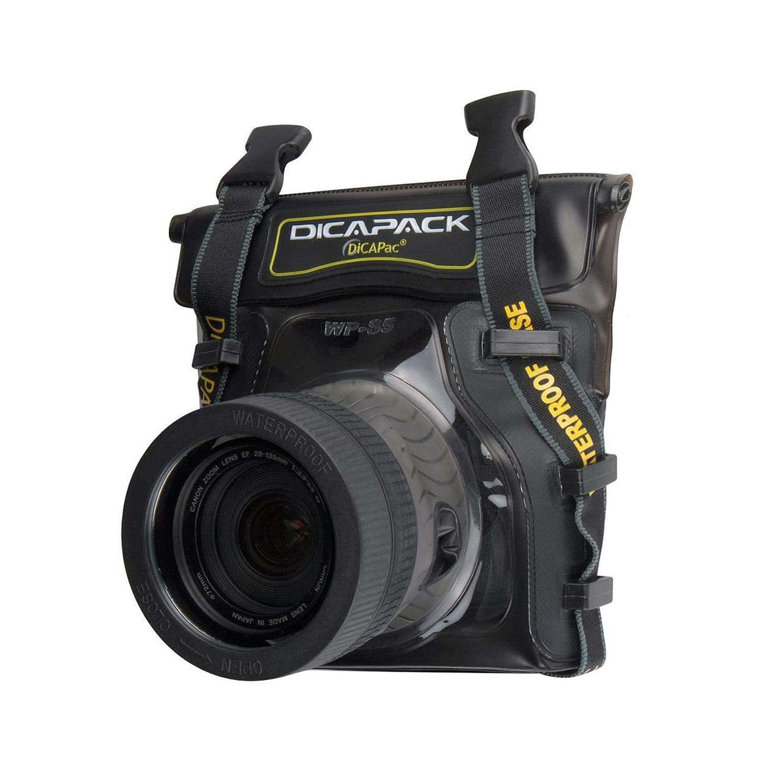 DiCAPac WP-S5 Wasserdichte Kameratasche mit Objektiv, Unterwassergehäuse, Wasserschutz bis zu 5 Meter Tiefe, schwarz und dunkelbraun Single Angebot bei HelloDeals