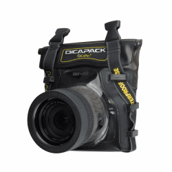 DiCAPac WP-S5 Wasserdichte Kameratasche mit Objektiv, Unterwassergehäuse, Wasserschutz bis zu 5 Meter Tiefe, schwarz und dunkelbraun Single Angebot bei HelloDeals