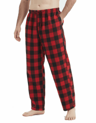 Jveyvth Herren Pyjamahose Flanell Baumwolle kariert Schlaf & Lounge Hose, PJ Hose mit Taschen und Knopfleiste Angebot bei HelloDeals