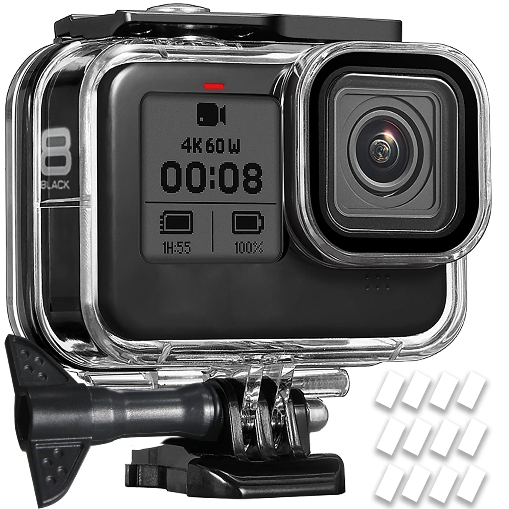 OKFUN wasserdichte Schutzhülle für Gopro Hero 8 Schwarz, 60M/196FT Unterwasser-Tauchschutzhülle für Go Pro Hero 8 Schwarz Hero 8 Black