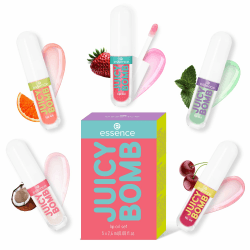 essence JUICY BOMB lip oil set 01, Lippenpflege, Mehrfarbig, acetonfrei, vegan, ohne Mikroplastikpartikel, glutenfrei, 1er Pack (5pcs) LipOoil Set 01 Angebot bei HelloDeals