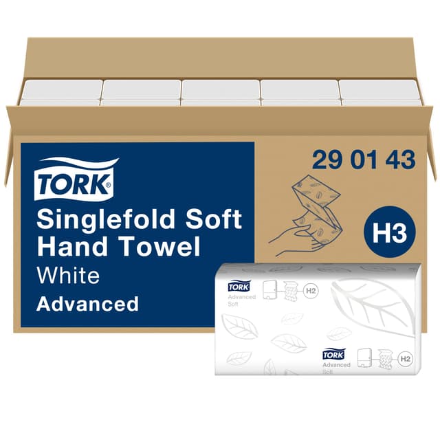 Tork weiche Zickzack Papierhandtücher Advanced 290143 - H3 Falthandtücher für Papierhandtuchspender - saugfähig und reißfest, 2-lagig, weiß - 15 x 250 Tücher 250 stück (15er Pack) Weiß