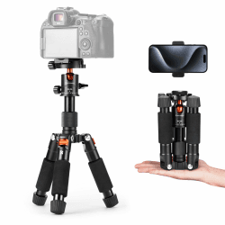 K&F CONCEPT Mini Stativ,kompaktes KameraStativ mit 360° Kugelkopf,52 cm Desktop Stativ,Tischstativ mit Handyhalterung, Tripod für Canon g7x/Sony/Nikon/Fujifilm,Max Belastung bis 6kg,S225A1+BH-25 Angebot bei HelloDeals