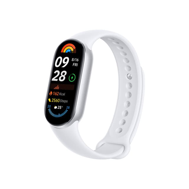 XIAOMI Smart Band 9 Fitness Tracker, AMOLED Display with 1200 Nits, Sp02 Tracking, Sleep and Heart Rate Monitor, Notifications, 5ATM Waterproof, Mi Fit App, Glacier Silver Sportlich elegant Glacier Silver