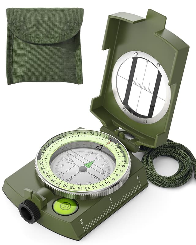 Sportneer Militär Marschkompass, Professioneller Taschenkompass Kompass Compass mit Tragschlaufe für Jagd Wandern und Aktivitäten Camping im Freien, Wasserfest und Stoßfest