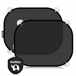 Asstikoo Sonnenschutz Auto Baby UV-Schutz UPF50+, Autofenster Sonnenschutz für Kinder GSM110+Nylon,45x35,5cm Sonnenblende Auto Baby mit 8 Saugnapf, Sonnenblende für Seitenfenster-2 Stück Schwarzblau Angebot bei HelloDeals