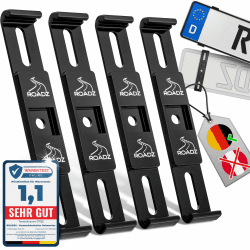 ROADZ® Kennzeichenhalter Rahmenlos - [unsichtbar & legal] - Sicherung für bombenfesten Halt - Set für 2 Kennzeichen - werbefrei - Nummernschildhalter - rahmenlose Kennzeichenhalter Auto Deutschland + EU (kein Österreich) Schwarz glänzend Angebot bei HelloDeals