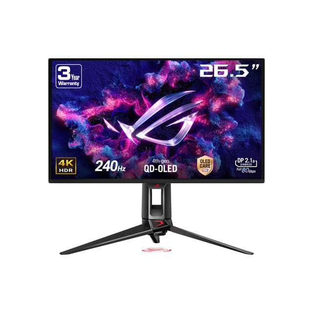 ASUS ROG Swift OLED PG27UCDM - 27 Zoll 4K UHD Gaming Monitor - 240 Hz, 0.03ms GtG, G-Sync, FreeSync, AdaptiveSync, KVM Switch, HDR 400 - QD-OLED, 16:9, 90W USB-C, DP 2.1, HDMI 2.1, USB-Hub, Ergo. 27 Zoll OLED 4K UHD 3840x2160 240 Hz, G-Sync, HDR400 TB