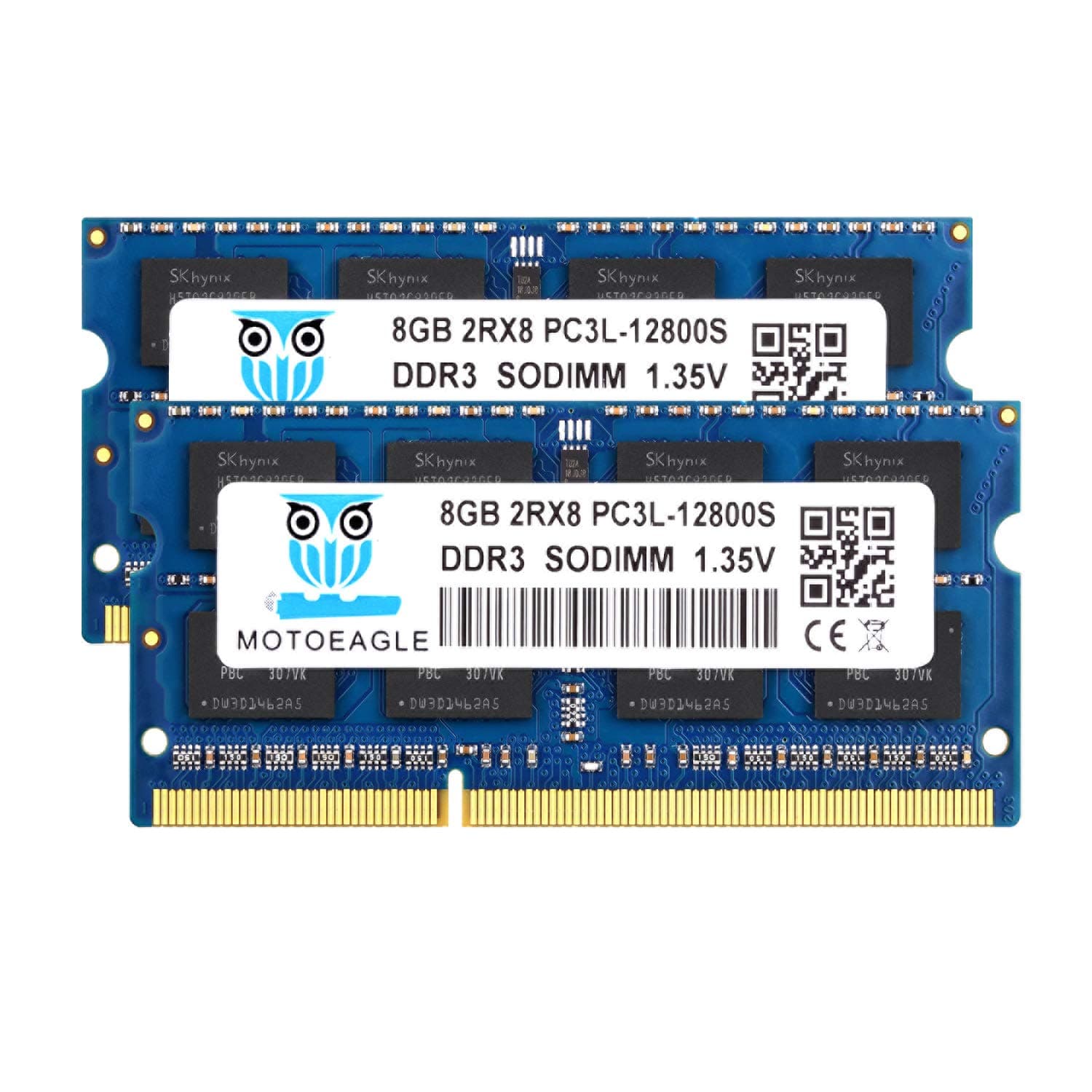 motoeagle 16GB Kit (2x8GB) DDR3L 1600 MHz SODIMM PC3 PC3L 12800S 8GB 204-Pin 2Rx8 DDR3 1600MHz Unbuffered Non-ECC 1.35V CL11 Dual Rank Notizbuch Arbeitsspeicher DDR3L 1600MHz SODIMM Blau PC3 12800 8GBx2