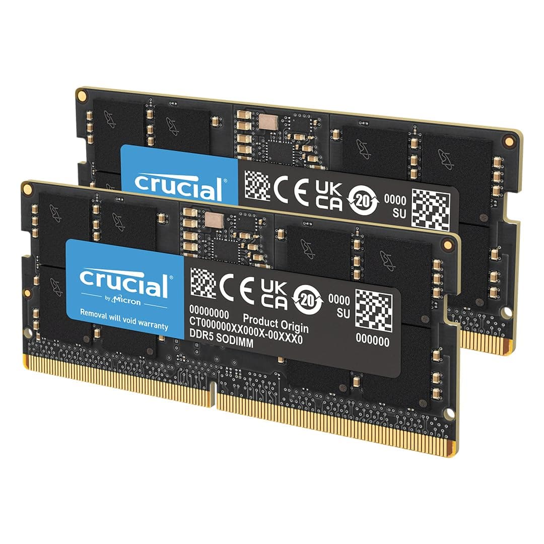 Crucial DDR5 RAM 32GB Kit (2x16GB) 5600MHz SODIMM, Arbeitsspeicher für Laptop/Notebook, Mini PC (auch 5200MHz / 4800MHz) CL46 - CT2K16G56C46S5 32GB (2x16GB) 5600MHz
