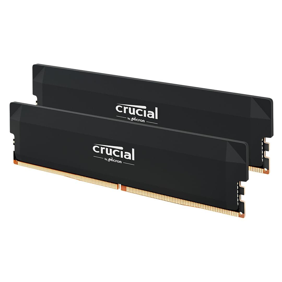 Crucial Pro DDR5 RAM 32GB Kit (2x16GB) 6000MHz CL36, Overclocking Gaming, Intel XMP 3.0 / AMD Expo, PC Computer Arbeitsspeicher, Schwarz - CP2K16G60C36U5B 6000MHz 32GB (2x16GB)
