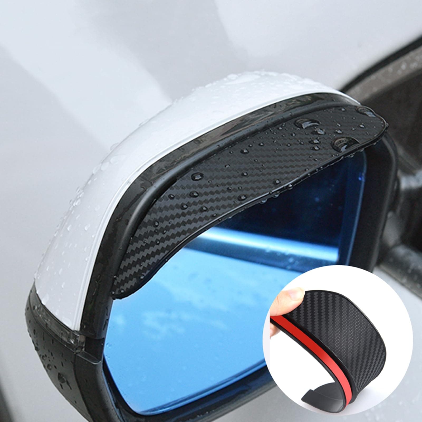 Mioloe 2 STÜCKE Universal Auto Rückspiegel Regenschutz Sonnenblende Augenbraue Kohlefaser Seitenspiegel Regenschutz Auto Zubehör (01) Carbonfaser