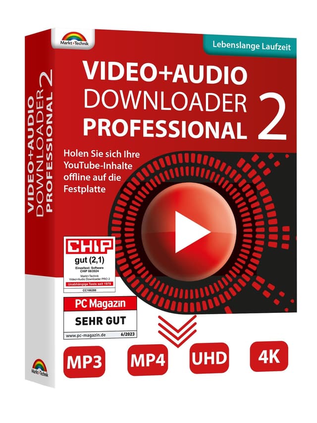 Video und Audio Downloader PRO 2 für YouTube, ARD, ZDF Mediatheken Filme und Musik direkt als MP3 oder MP4 speichern - Lebenslange Laufzeit für Windows 11, 10, 8.1, 7