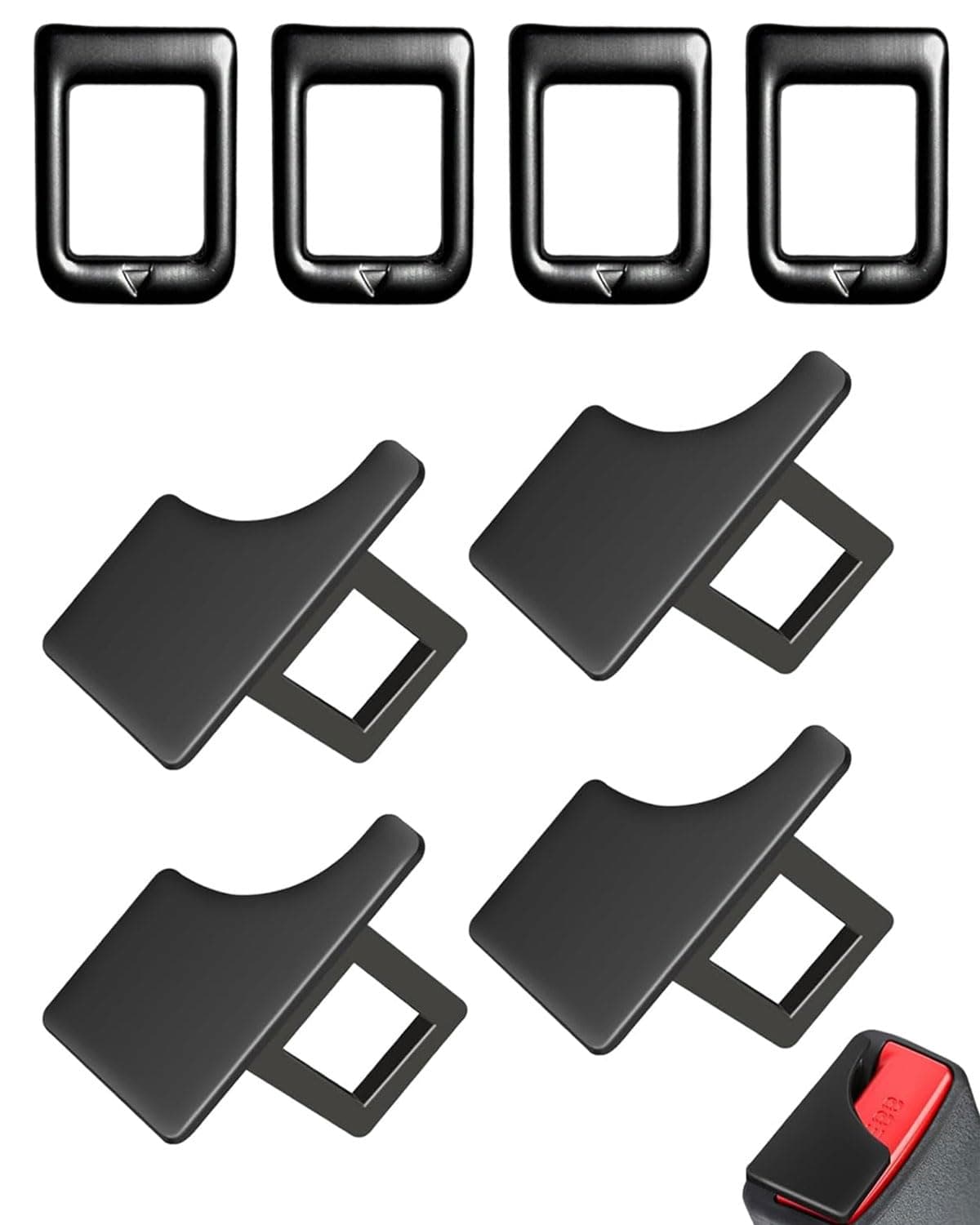 TPZORJX 4 Stück Sicherheitsgurt Clips, Gurtschloss Adapter, Alloy Auto Sicherheitsgurt Schnallen, Universal Sicherheitsgurt Clips, Mit 4 Schalldämpferschnallen,geeignet für die meisten Autos
