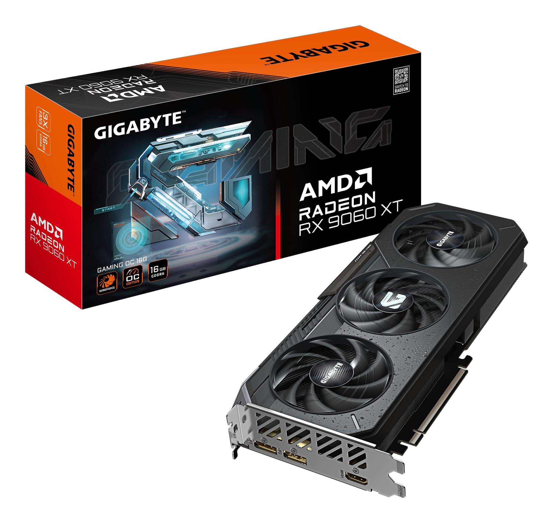 Gigabyte Radeon RX 9060 XT Gaming OC 16G Grafikkarte - 16GB GDDR6, 128bit, PCI-E 5.0, 3320 MHz Kerntakt, 2 x DisplayPort, 1 x HDMI, GV-R9060XTGAMING OC-16GD Full-Height/Full-Length (FH/FL)