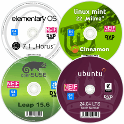 Best of Linux Edition Winter 2025 (64 Bit) auf DVD - mit Ubuntu 24.04, Mint 22 Cinnamon, Elementary OS 7.1 und openSUSE Leap 15.6 - Betriebssystem Alternative Angebot bei HelloDeals