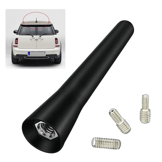 Antenna Kurz Schwarz, Ersatz Antenne Auto, Mini Antenne Dach, Autoantenne Kurz Universal, Autoradio Dachantenne 6,5cm, Auto Dachantenne Mast mit 3 Schrauben (M4, M5, M6), für den FM/AM Radioempfang
