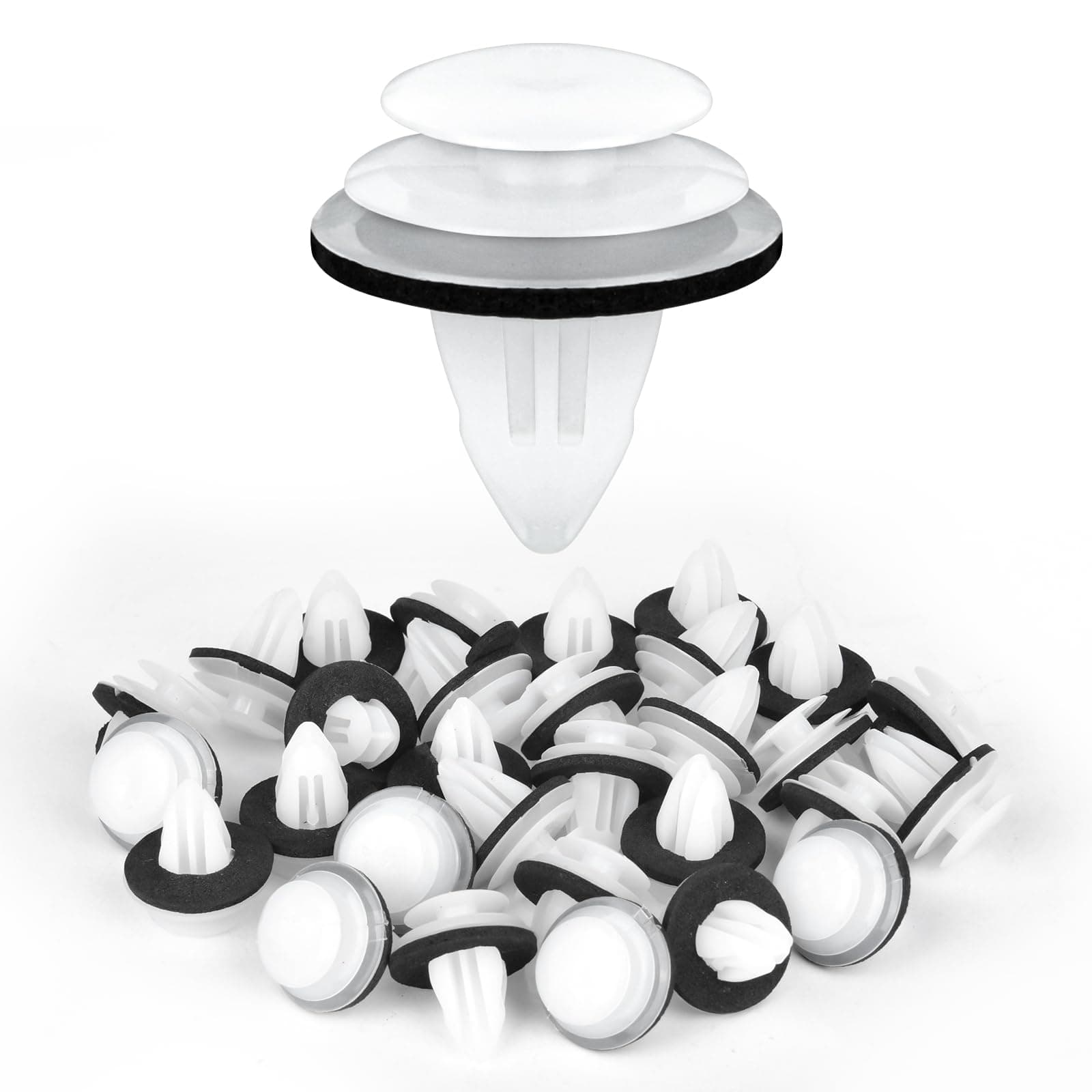 URAQT Auto Befestigung Clips, 50 Stückes Universal Türverkleidung Klammern Stoßstangen Zierleisten Plastikklips Set, Kunststoffniet mit Schwammig Kissen für E34 E36 E38 E39 E46 M3 M5 Z3 X5 50 STK Angebot bei HelloDeals