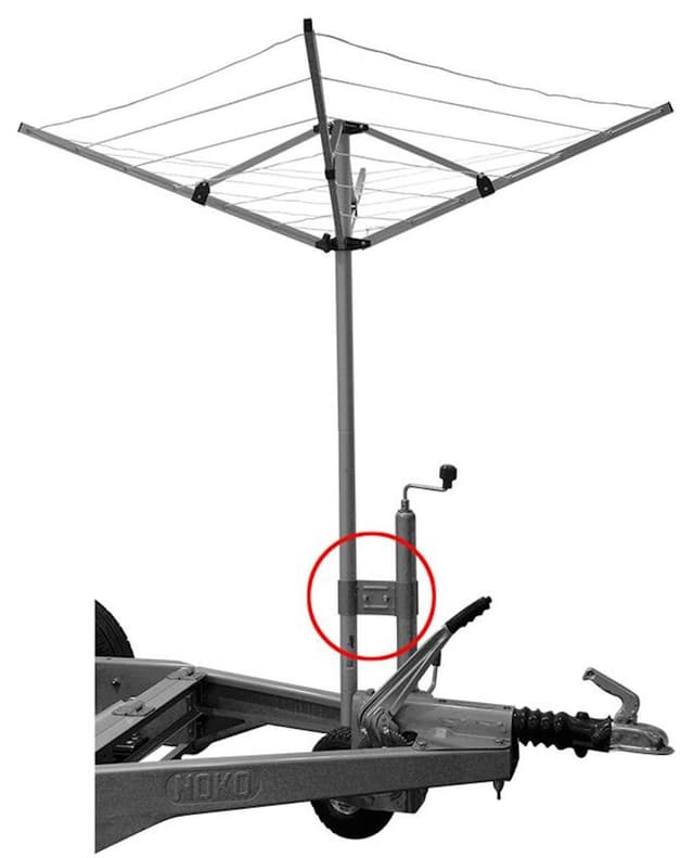 iapyx Stützradhalter Halterung für Deichsel Stützräder Klemmhalter für Wäschespinne oder SAT Antenne Mast, Wohnwagen Camping etc