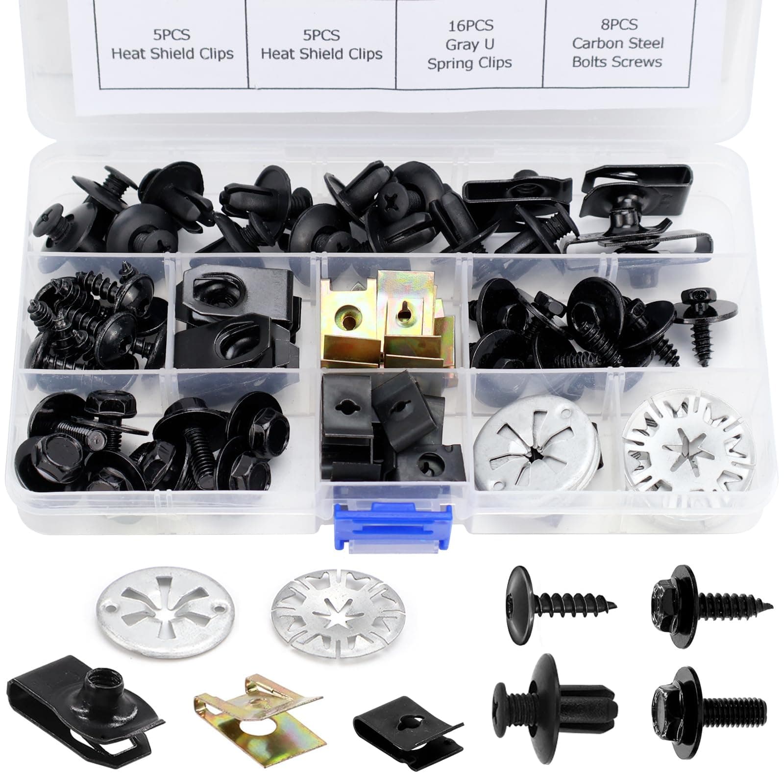 NCTNCX 80 Stück Karosserieschrauben Set Blechmutter Schraube Mutter Clip Kit für Befestigen & Reparieren Autoteil