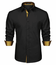 HISDERN Herren Hemd formelle Freizeithemd Businesshemden Freizeithemden Langarm Baumwolle Klassisch Regular Fit Hemden XL Schwarz-2 Angebot bei HelloDeals