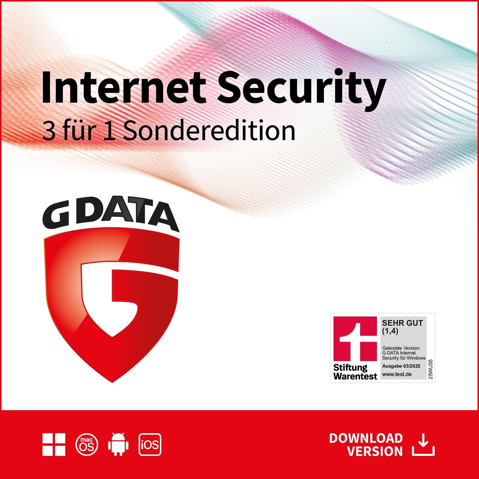 G DATA Internet Security 3 für 1 Sonderversion |3 Geräte - 1 Jahr | Antivirus für PC, Mac, Android, iOS | Made in Germany | zukünftige Updates inklusive | Aktivierungscode per Email Aktivierungscode per Email Internet Security 3für1 Sonderversion