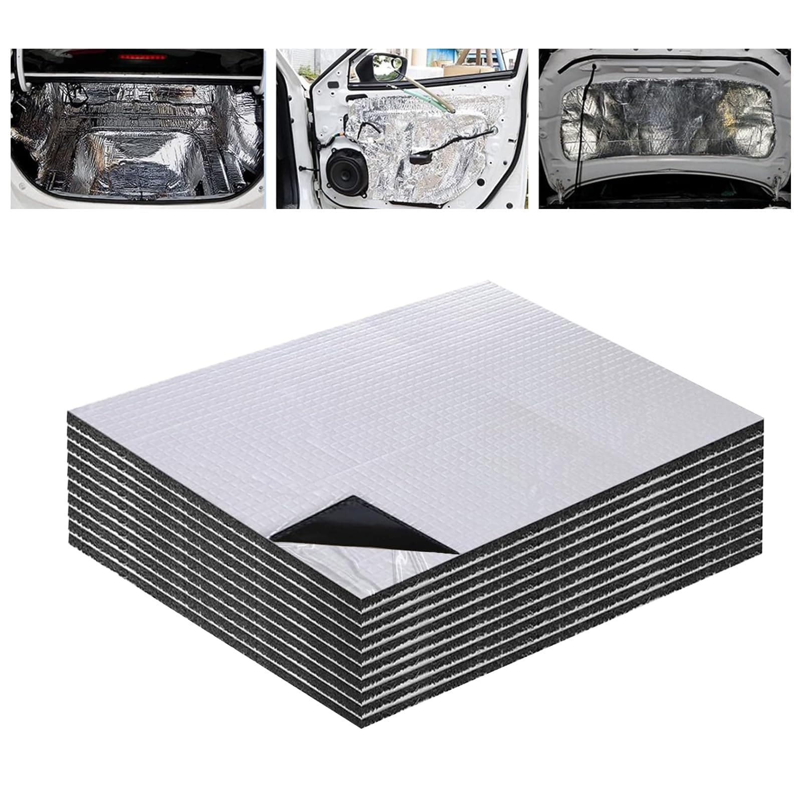 Olgary 10 Stück Dämmmatte Auto-40*25cm Schallschutzmatte, Aluminium Butyl-Isolierung für Auto,Isoliermatte Selbstklebend,Feuerfest, Feuchtigkeitsfest, Wasserdicht