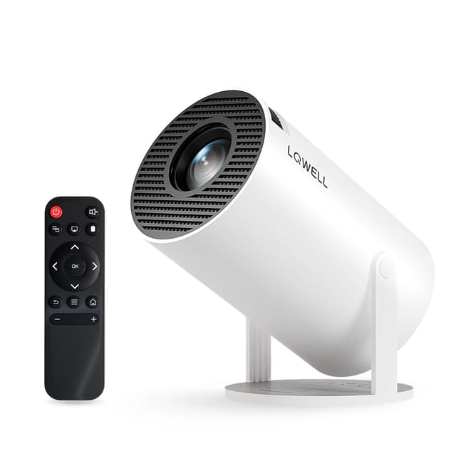 LQWELL® Beamer, Mini Projektor, unterstützt 5G WiFi, BT5.0 mit Android OS, Auto Trapezkorrektur, 220-Grad-Winkel, 130-Zoll-Display für Phone/PC/Xbox, 4K Heimkino, hdmi, 2025 Upgrade