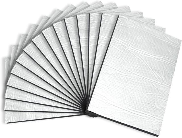 20 Stück Dämmmatte Auto, 5mm Schalldämmmatte 250 x 180 x 5mm Schallschutz Mattenrolle Isoliermatte Selbstklebend Auto Dämmung für Schalldämmung Isolierung Wasserdicht Feuerfest