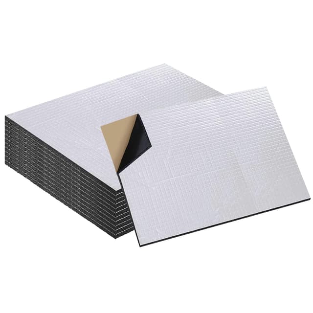 Dämmmatte Auto,12 pcs Schallschutzmatte Isolierung, 400x250x5mm Alubutyl Auto Dämmung Matte Schaumstoff, Selbstklebende , Feuerfest, Feuchtigkeitsfest, Wasserdicht