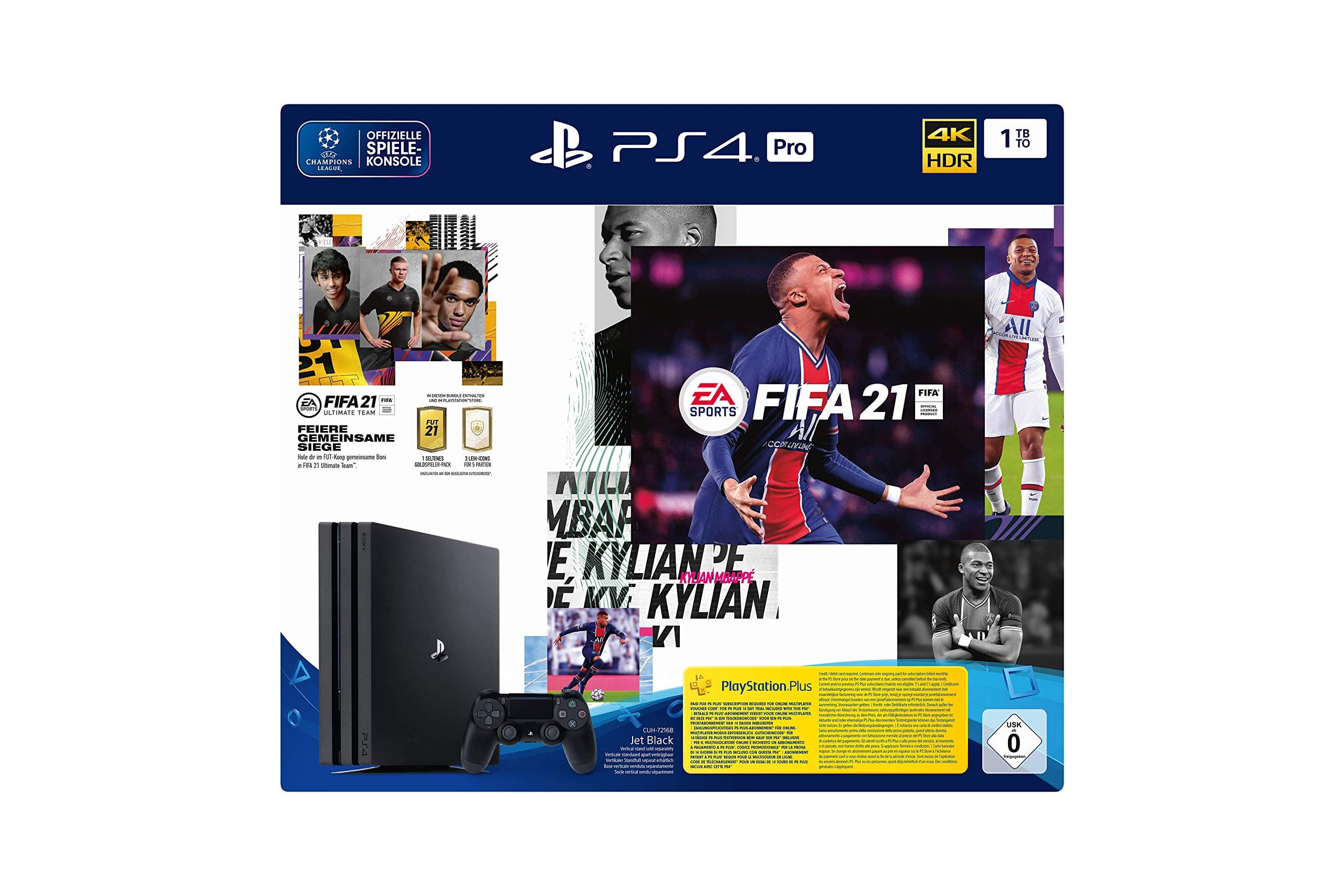 PlayStation 4 Pro Konsole - 1 TB JET Black mit EA Sports FIFA 21 PS 4 (inkl. kostenlosem Upgrade auf PS 5) inkl. FIFA 21