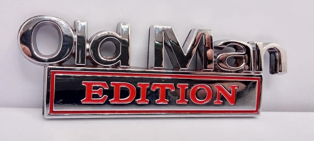 3D Old Man Edition Auto Aufkleber Metall Logo Emblem Sticker KFZ Rentner Silber