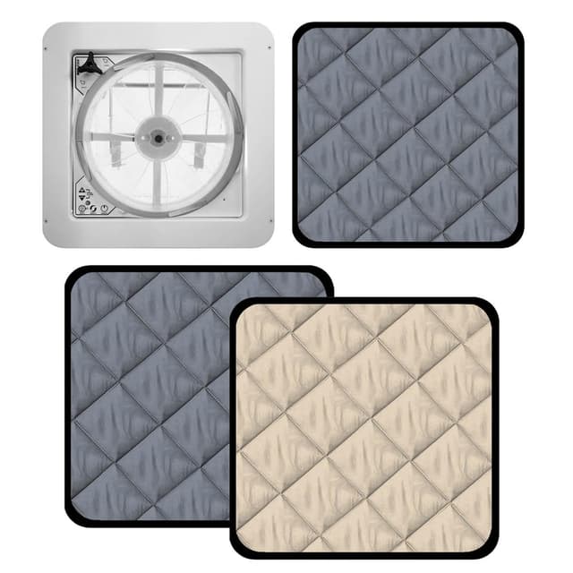 tumundo ISOCAMP® Magnet Thermomatte für Dachhaube Maxxfan Deluxe Quadratisch Verdunklung Isolierend, Farbe:beige/Silber beige / silber