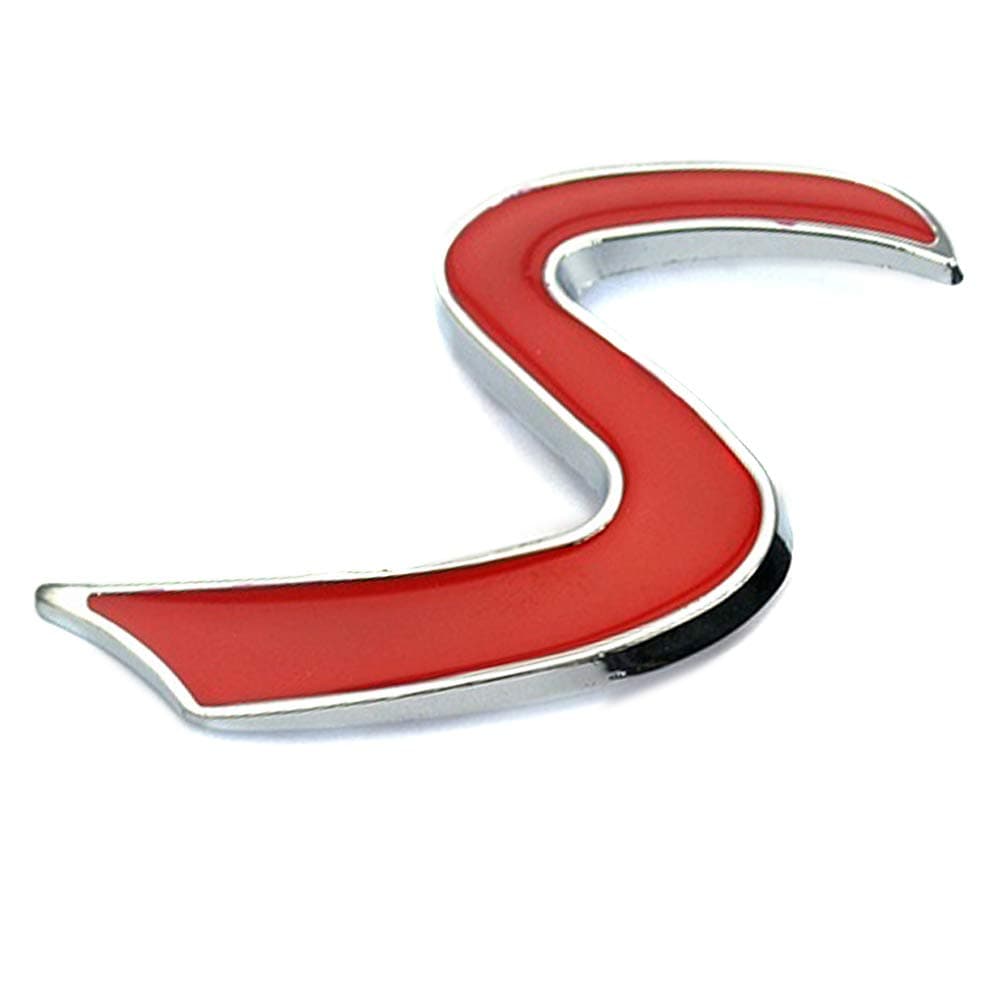 MOOSUNGEEK: S Auto-Emblem, Mini-Auto-Kühlergrill-Emblem für Mini Cooper S JCW, mit Beschlägen