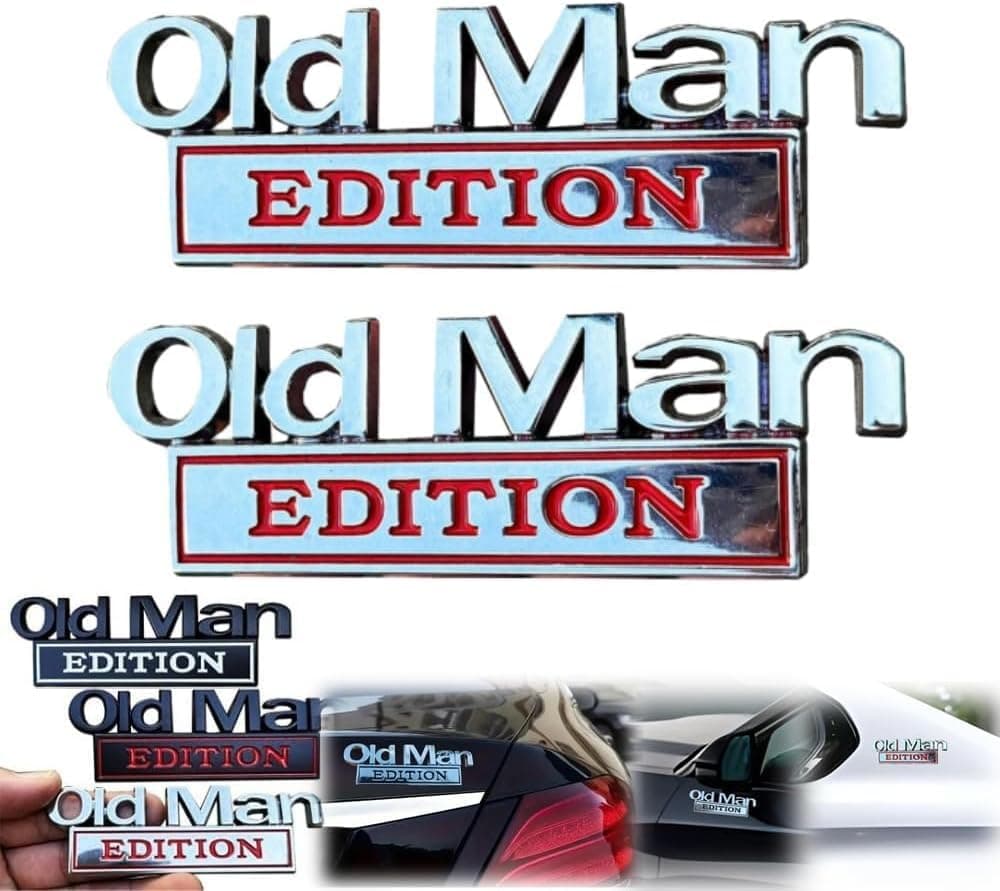 Old Man Edition Auto-Emblem,2025 Neue Autoaufkleber Für Männer,3D-Metall-Aufkleber,Lustige Edition Stoßstangenaufkleber Für Auto,LKW, SUV,Seite Oder Heckklappe,Typenschild-Aufkleber (2 Stück B)