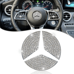 Bling Crystal Lenkrad Emblem 49mm Kompatibel mit Mercedes-Benz Glitzer Emblem Lenkrad Aufkleber Crystal Car Interior Lenkrad Logo Dekor für Mercedes-Benz A E S CLA CLS GLA GLB GLC GLE GLS SL Klasse silber 49mm - 1 Stück Angebot bei HelloDeals