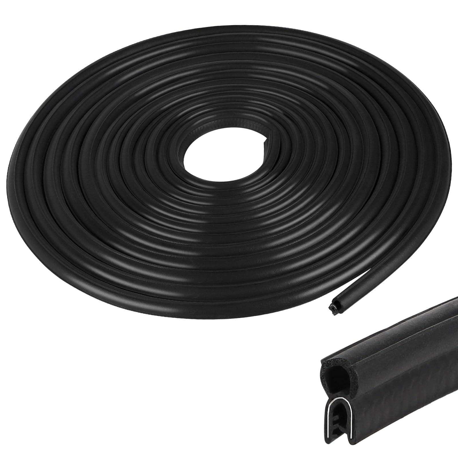 EFUTURETIME Universal Auto Türdichtung, 10 m, Gummidichtung Auto Kofferraumdichtung aus EPDM, Dichtungsprofil Gummi ohne Kleber, Schwarz, Für Wohnwagen, LKW, KFZ, Garage, Maschinen, Oben Oben-10m