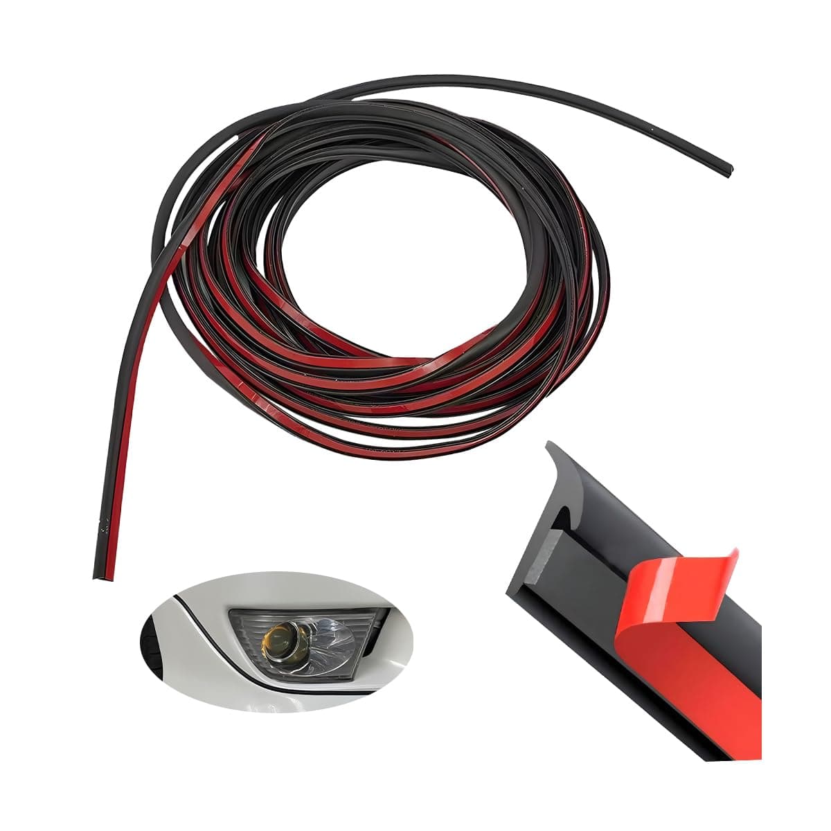 JNNJ Autotür-Dichtungsstreifen, Autotür-Kantenschutz Selbstklebend Gummidichtung, Auto T-Kante Gummi-Autotürdichtung, Für Auto Lkw Motor Wetterstreifen(8mm) 500x0.8cm